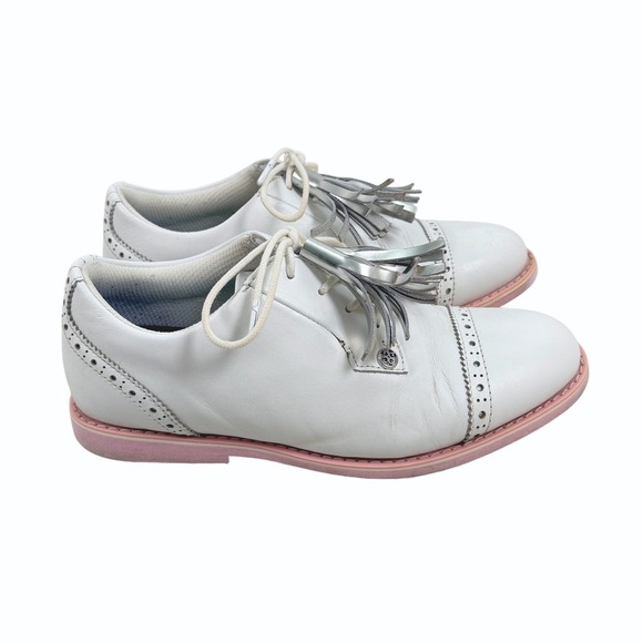G/FORE Shoes - GFore Cap Toe Tassle Gallivanter Women's Golf Shoes White Pink Size 7.5